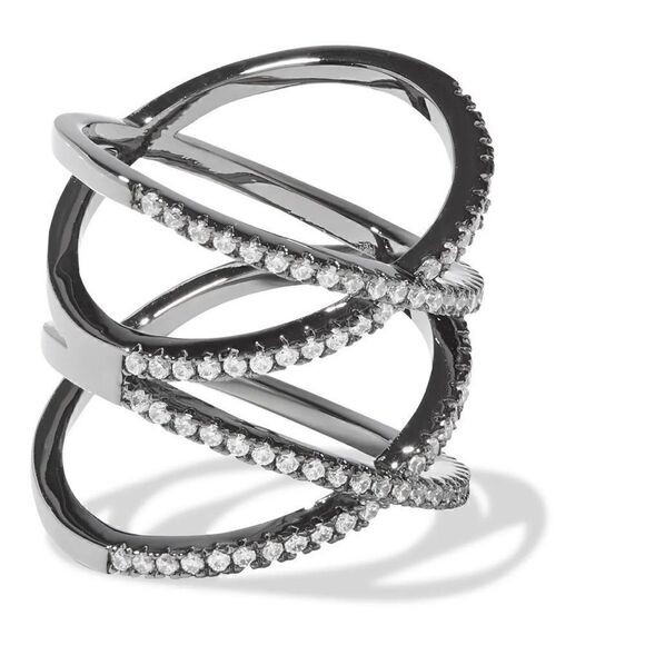 Noir Jewelry- Gunmetal-tone crystal ring - Picture 1 of 4